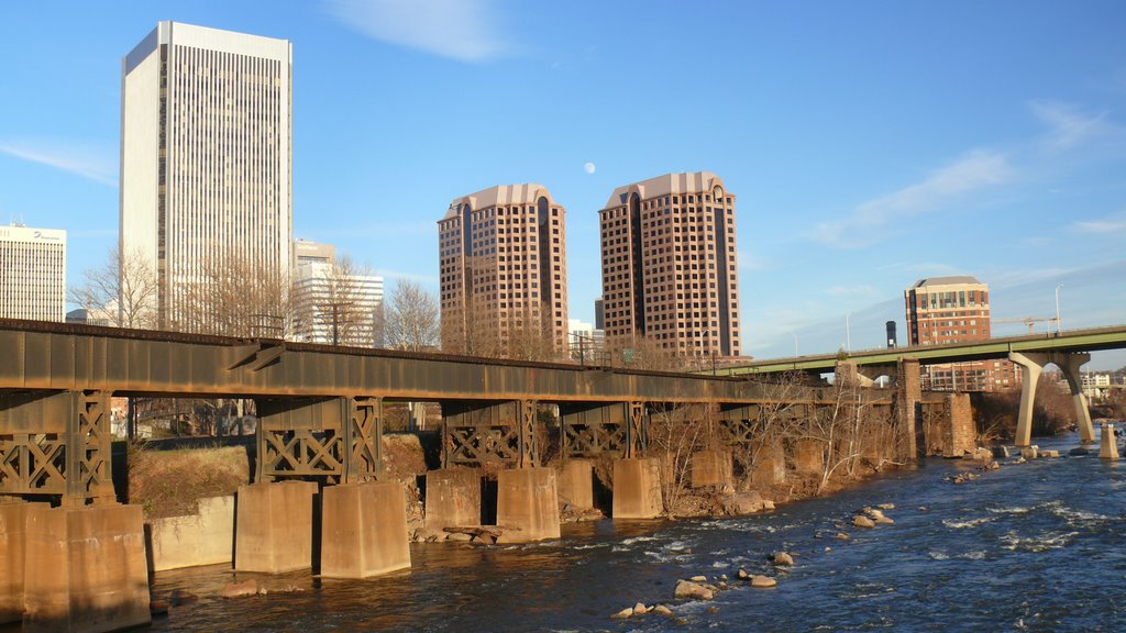 Moon over Richmond, VA from the James by sshott