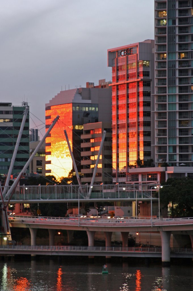 Brisbane North quay at sunset by Paul Strasser