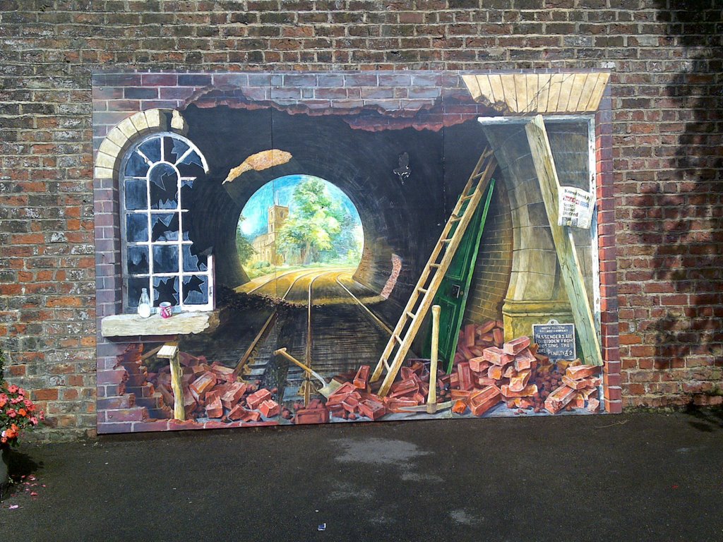 Painting on Station Wall, Knaresborough by minimagnum