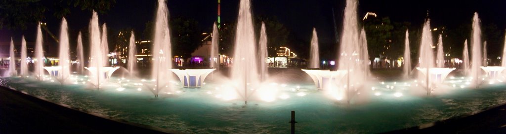 Fountains at night white by sparkyoffspring