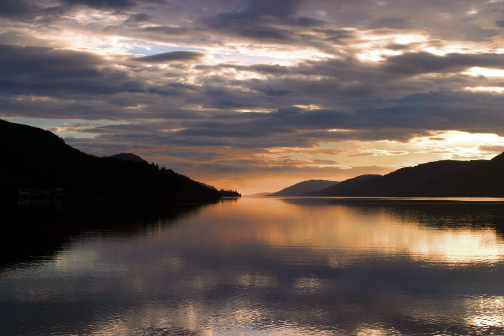 Loch Ness at sunrise by Huw Harlech