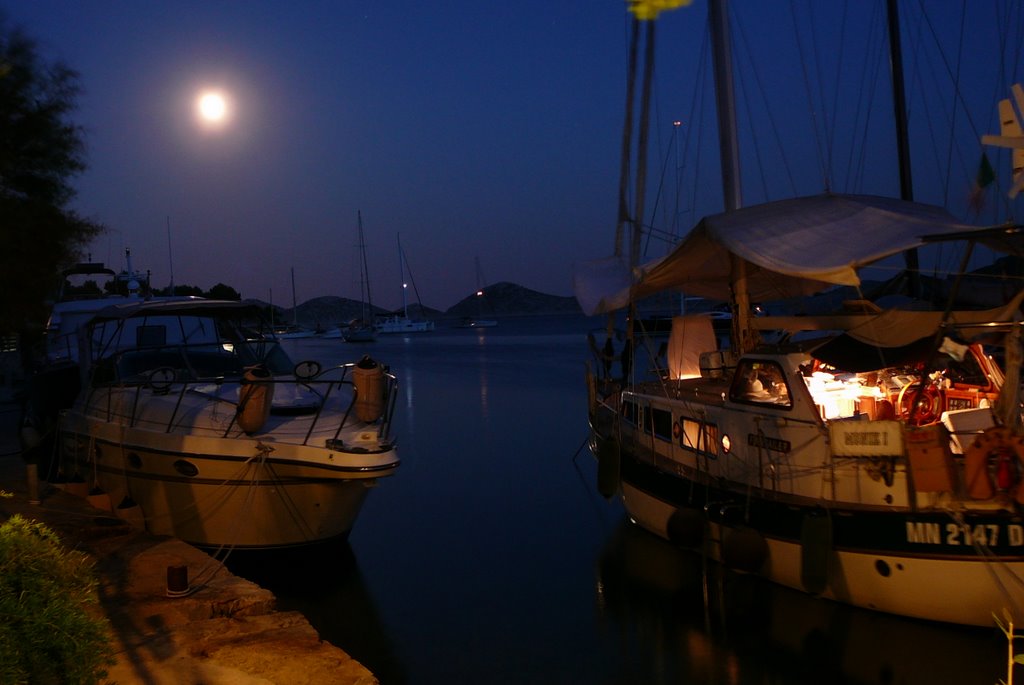 Boats by night - Bay Lojena, National Park Kornati by Joseph-Cro