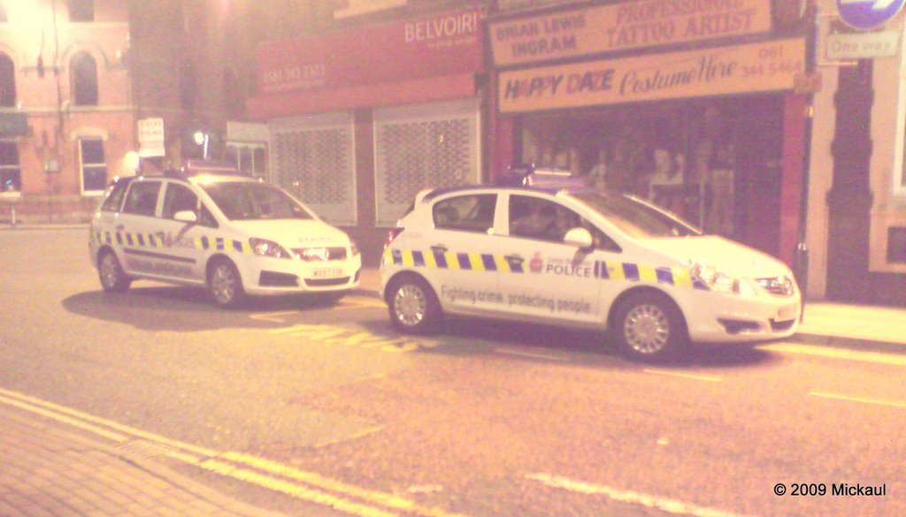 Police Cars Parked on Taxi Rank, George Street, Ashton Under Lyne by mickaul