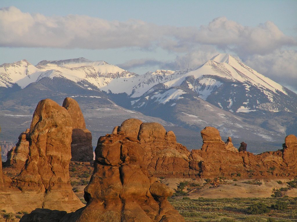 Mt Peale, Mt Tuk and Little Tuk as viewed from Arches NP by Cliff Neill