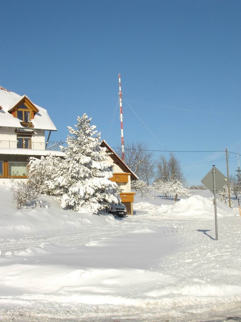 Gasthof Höchsten und Sendemast im Winter by snoopdog41