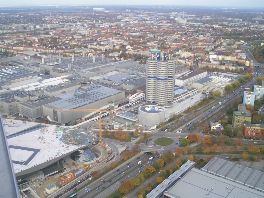 BMW headquarter from olimpia tower by lacivert