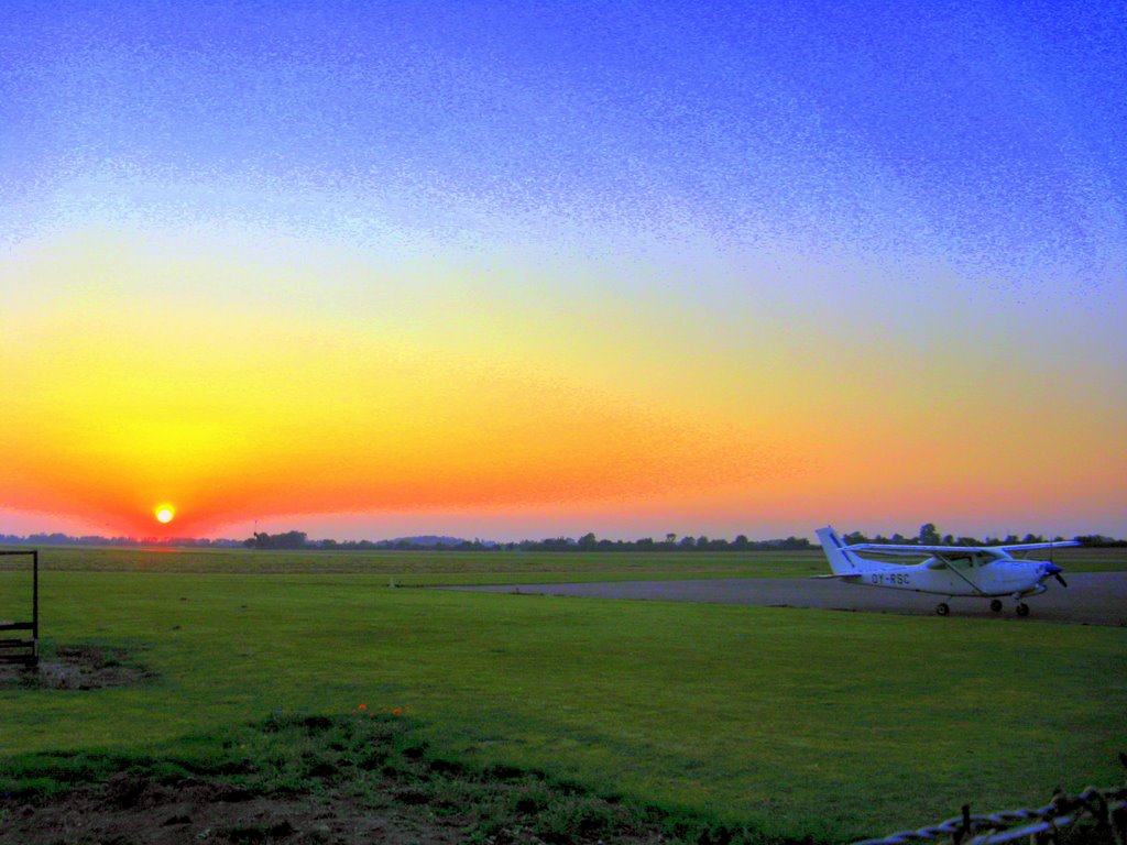 Sunset - Lolland Falster Airport - Højbygaard, Lolland, Denmark by Jan Sognnes