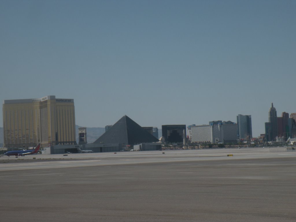 The Strip from Airplance on Tarmac by ryandenver