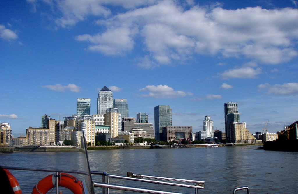 Canary Wharf and Docklands from the boat by dobriyranok