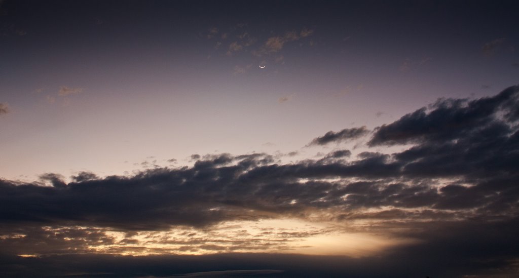 New moon @ sunset from Carson's Lookout by Michael Gill