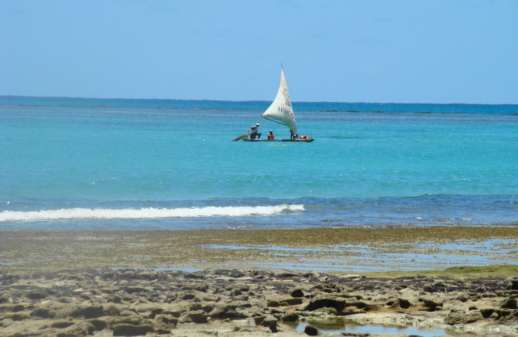 Boat (called "jangada") at Carneiros Beach by aelontra