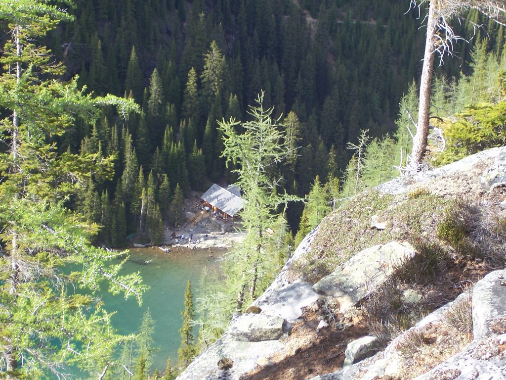 Lake Agnes Teahouse from neer the Big Beehive by Ahmed El-Kabbany