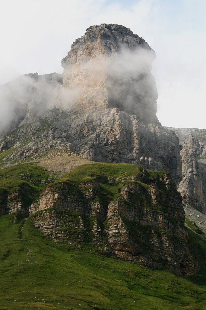 Foggy mountain, Klausen Pass by Martin van den Bogaerdt