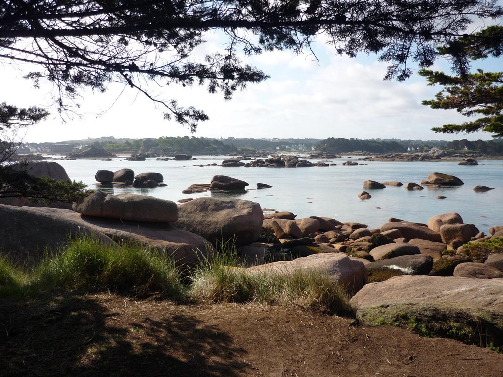 Ile Renote à Trégastel coté Baie de Sainte Anne avec en face la Plage de Tourony sur la Côte de Granit Rose en Bretagne. by crechargant