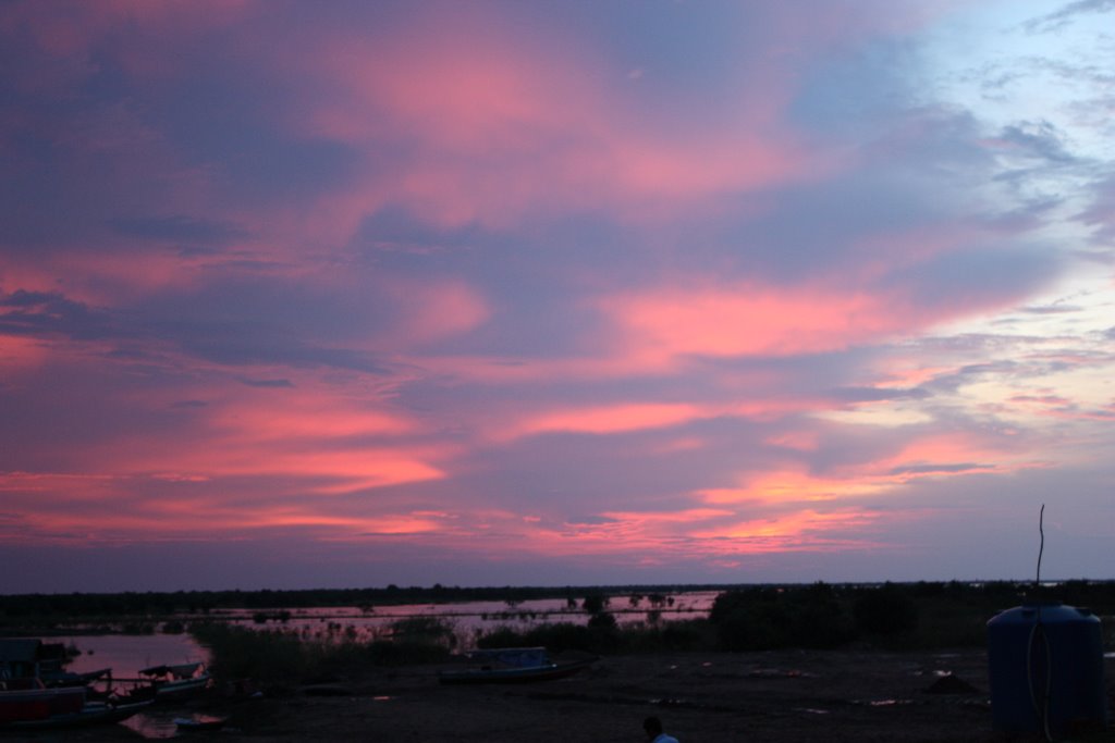 Chong Kneas sunset Tonle Sap by S Fisher