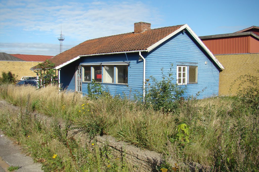 Aabenraa, blå hus by papkassen