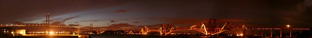 Forth bridge panorama at night by albertoma