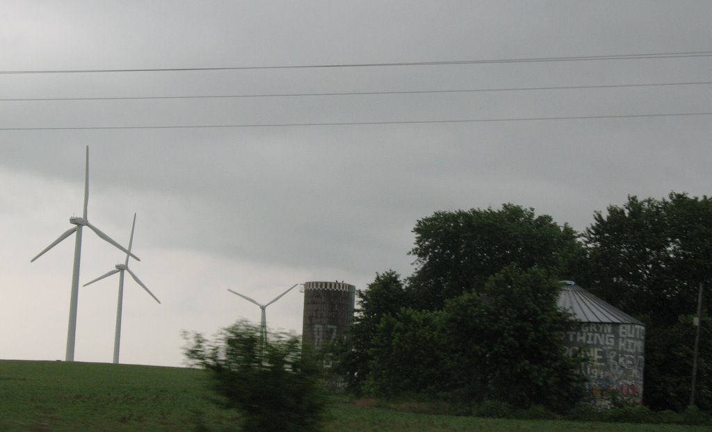 Wind turbines and silo graffiti by sacoo