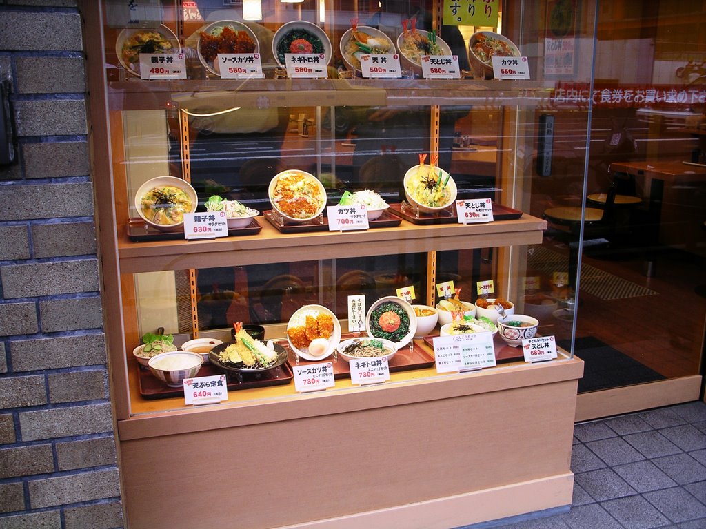 Menu in plastic, cheap restaurant, Tokyo by josu_sierra