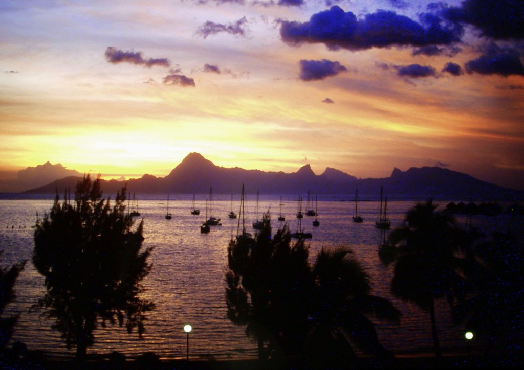 Moorea in the Tahitian sunset by Ed Schuster