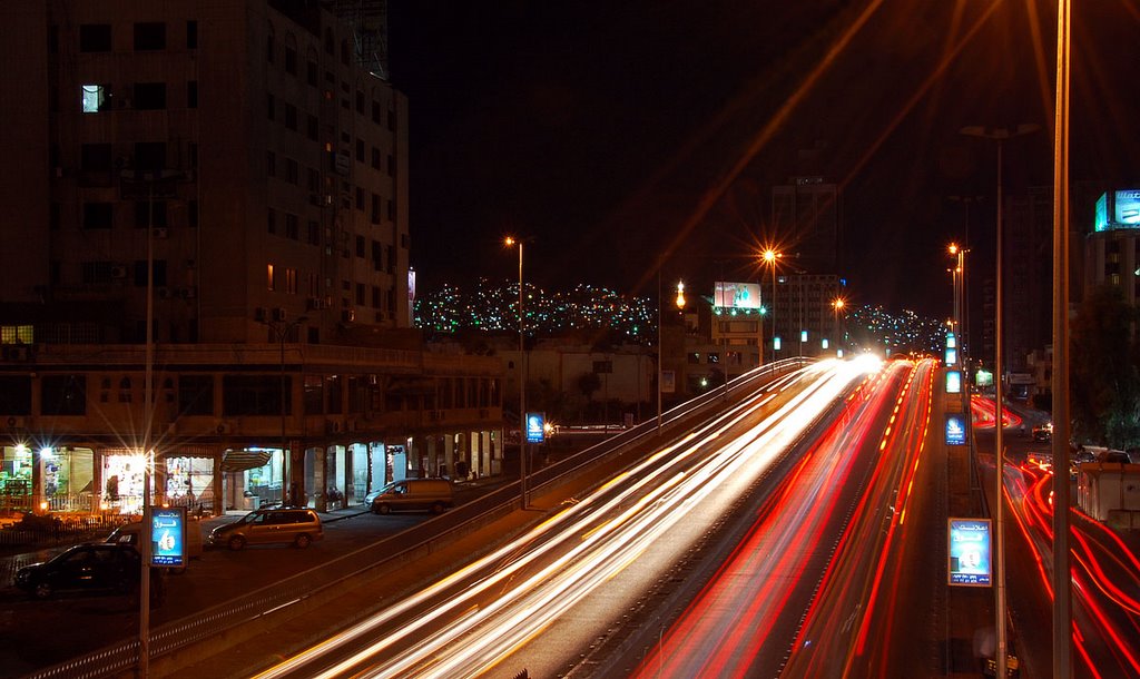 Night Traffic at Ath Thawra Street - Damascus, Syria by T NL