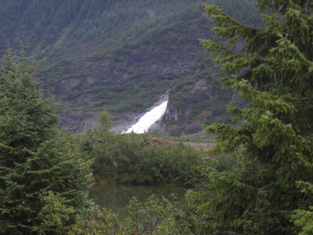 Waterfall at Mendenhall Glacier by Steven James