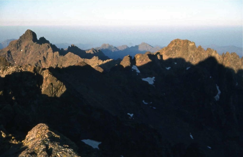 Dawn light on Paglia Orba - 2525m, from Cinto summit - 2706m. September 1980 by beamish boy