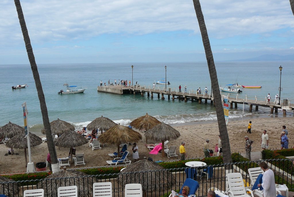 View of Fishing Dock from Balcony - First Floor Ocean Front Room, San Marino Hotel, Puerto Vallarta by BonesBC