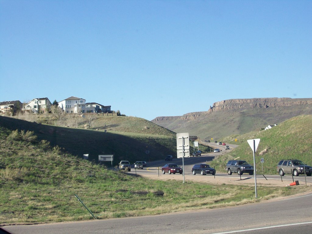 View of Hwy 93 North in Golden with North Table Mtn by A. Burrows