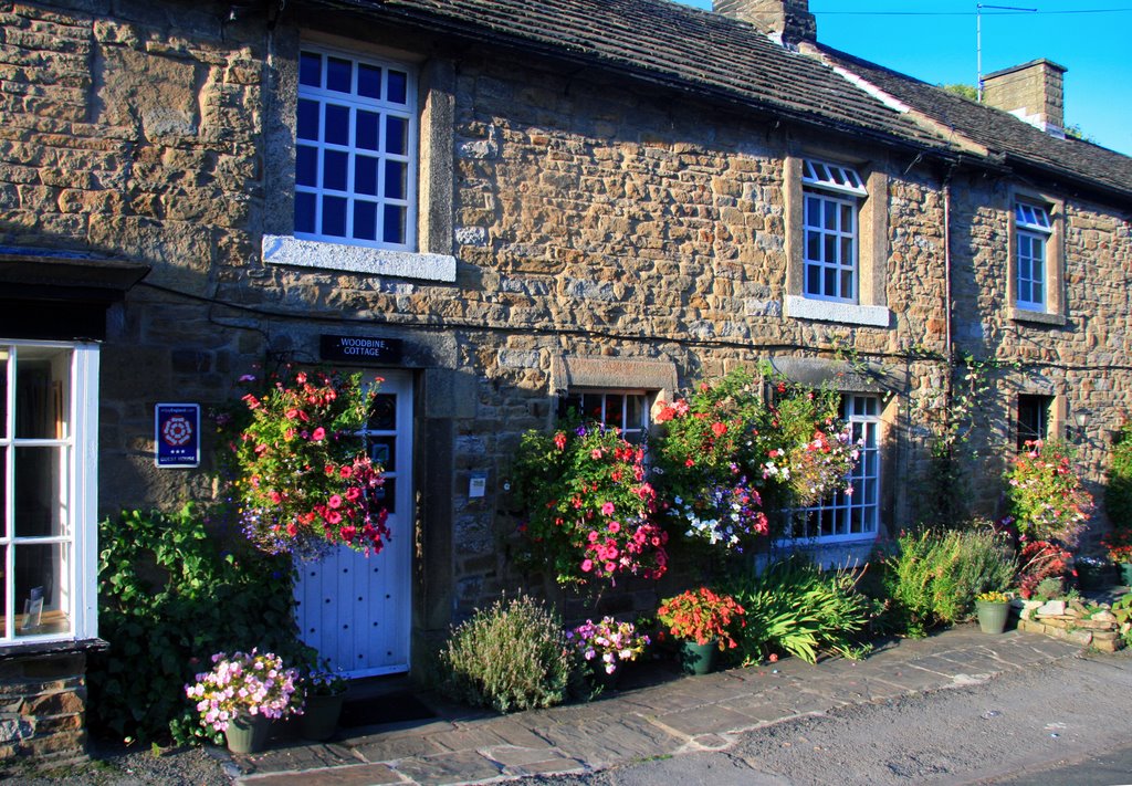 Woodbine & Blacksmiths Cottages with colourful hanging baskets by Ianord