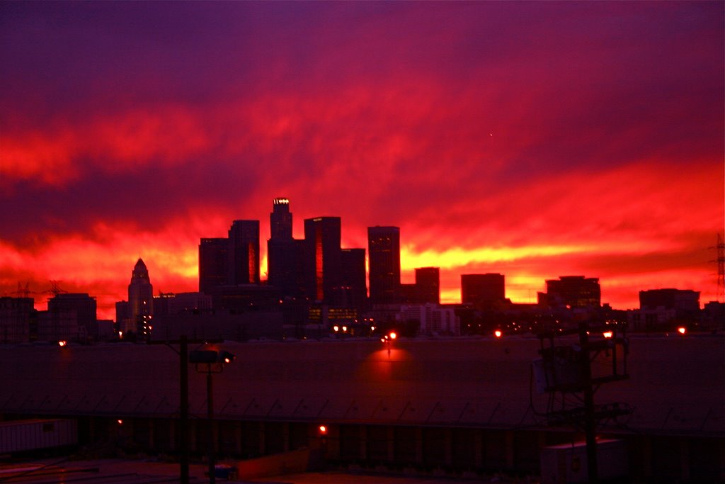 Downtown view at sunset from the Brewery, Los Angeles, California by MICHAEL  JIROCH  &  www.michaeljiroch.com