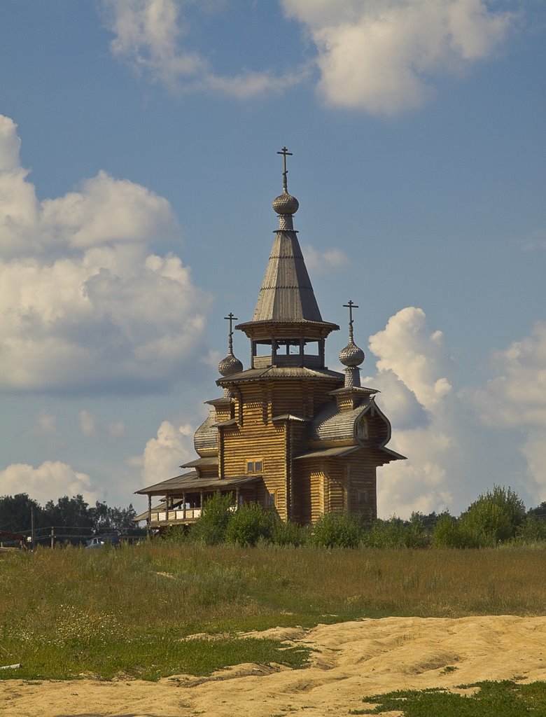 Wooden Temple near Gremyachy Waterfall, July-2009 by Andrey Zakharov