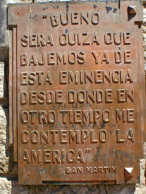 Placa con la frase que pronunciara San martin by ora-rio