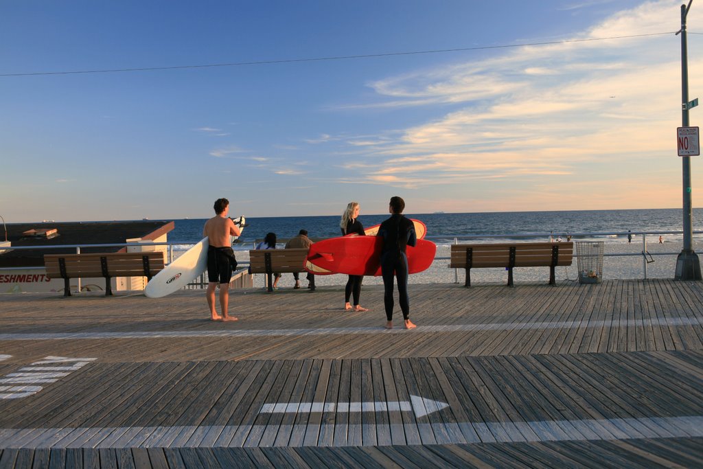 Hesitant surfers by Boris Miller