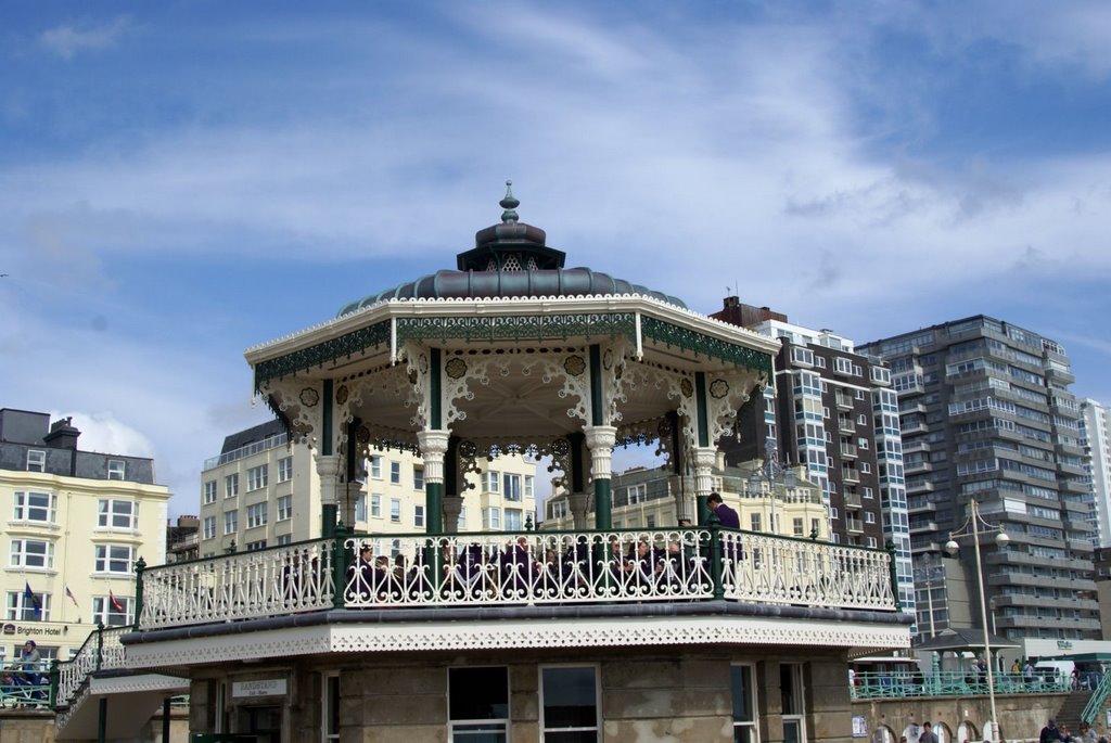 Brighton - Esplanade down King's Road - View ENE on Brighton Bandstand 1884 by txllxt