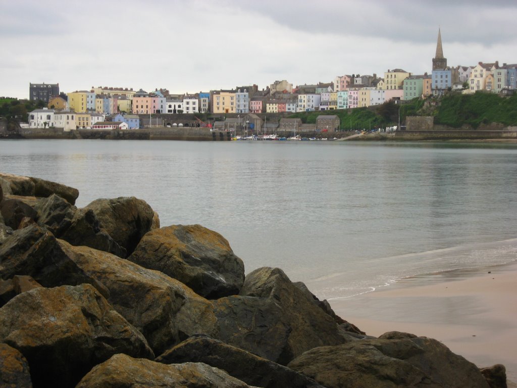 Tenby - coloured rocks, coloured houses by Wallaseyan