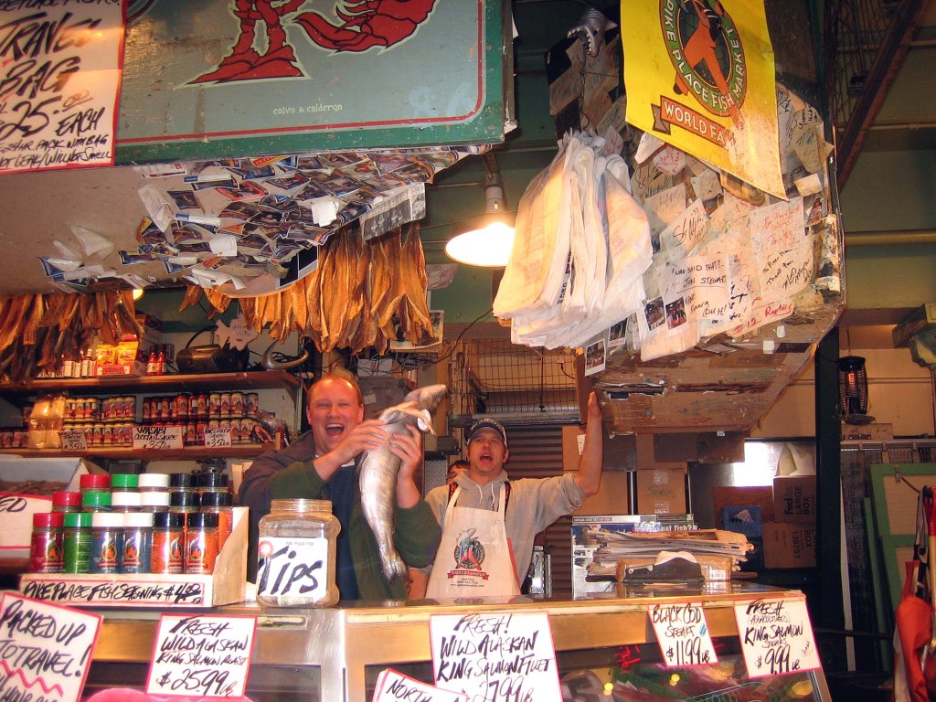 Catching fish at pike street market by jmcilr33