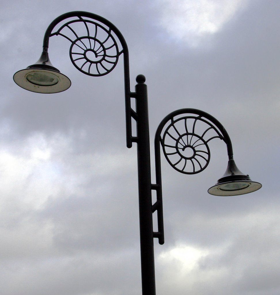 Ammonite street lamp on Lyme Regis Sea Front by JerryLanfear