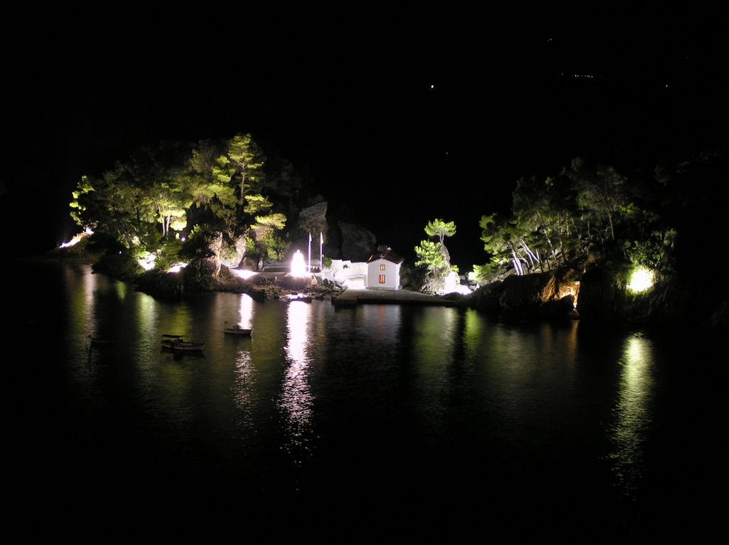 Church in Parga bay by yellows