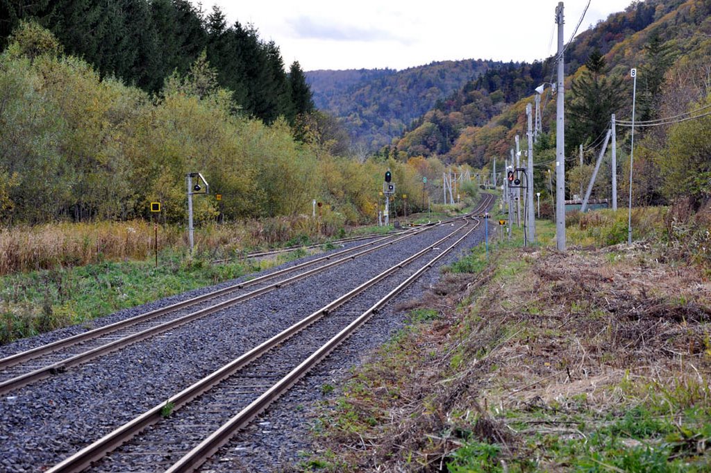 Okushirataki signal station railside by namiji