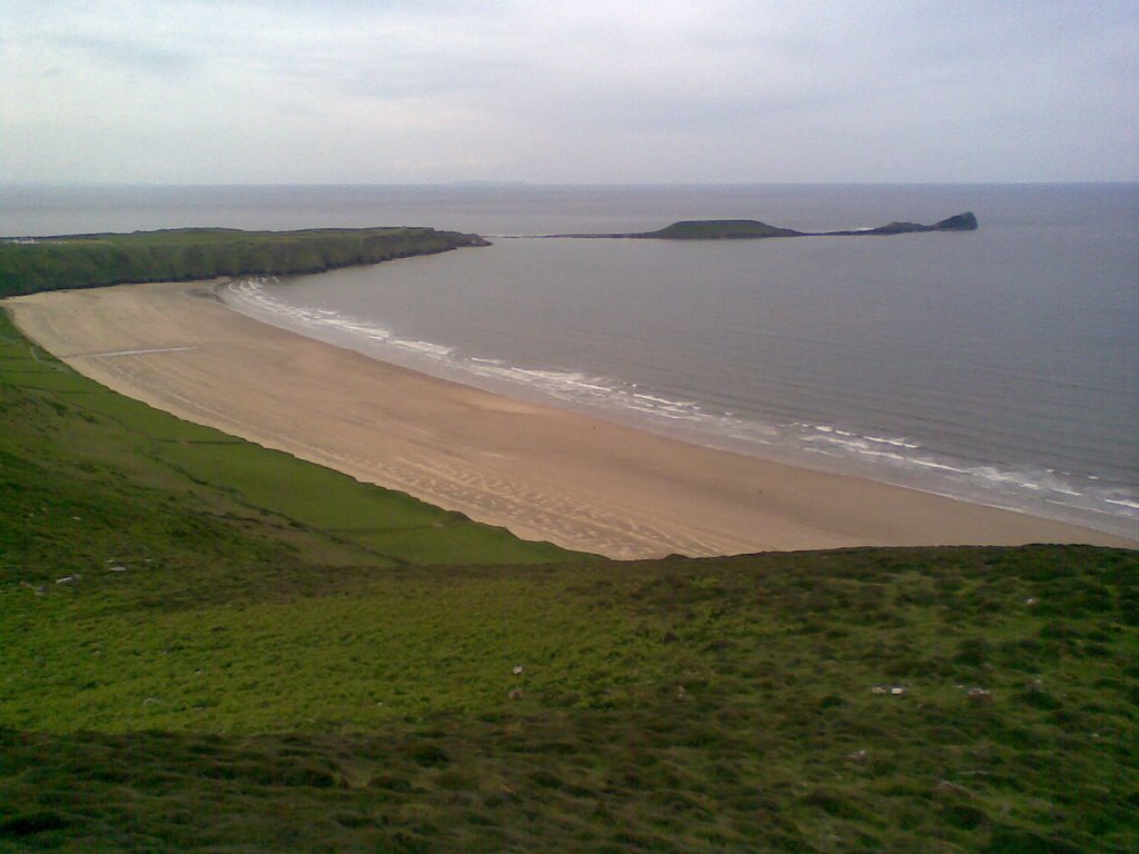 Rhossili Beach and Worm's Head by steveck