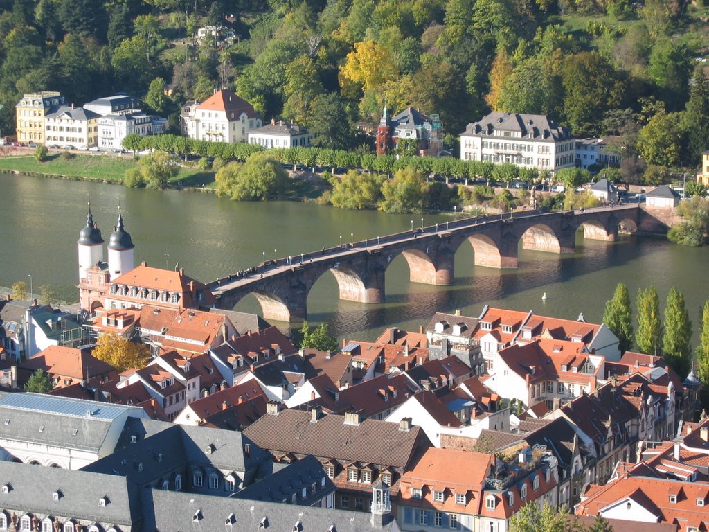 Heidelberg, Blick vom Schloß auf die Brücke, 16.10.2003 by Highway-Cop