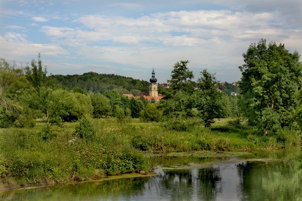 An der Vils mit Blick auf das Kloster Ensdorf by Horst Reisinger