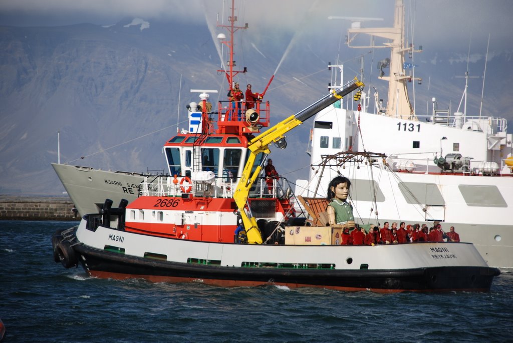 Risessan Reykjavik Harbour. Mountain Esja in the background by Sig Holm