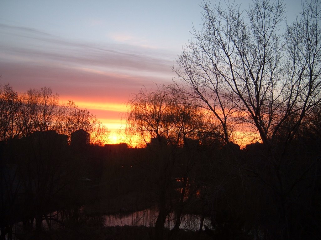 Apr 2006 - St. Louis Park, Minnesota. Spring sunset at Otten Pond. by BRIAN ZINNEL