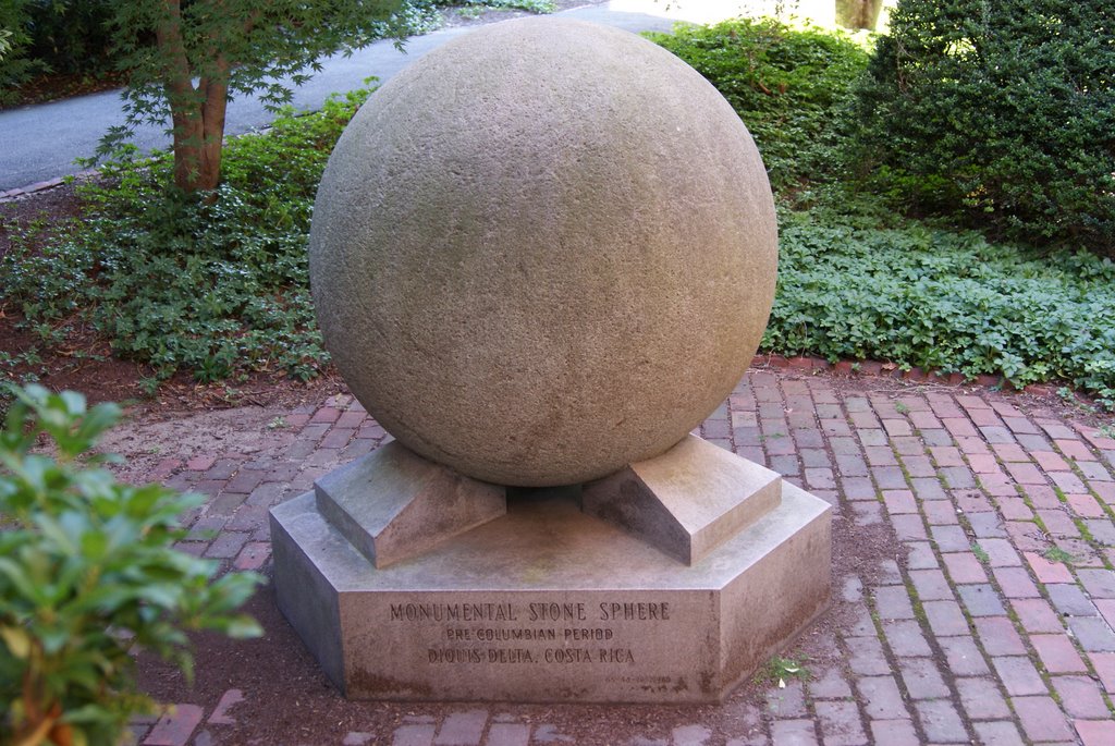 Pre Columbian Monumental Stone Sphere from Costa Rica. Backyard of Harvard Museum of Natural History by Uriah Prichard