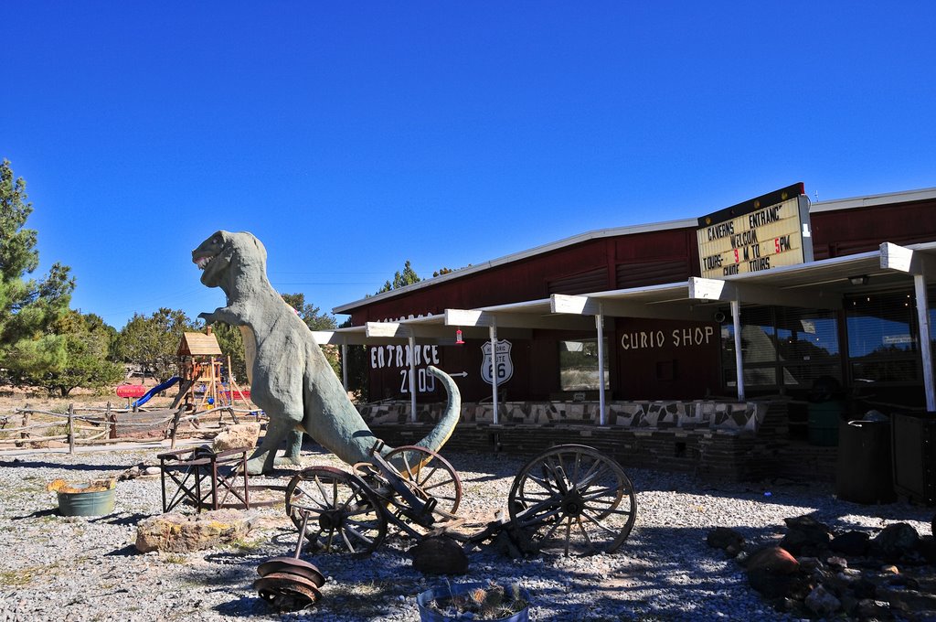 The big dinosaur at Grand Canyon Caverns 13 miles east of Peach Springs, Arizona by Fred Henstridge