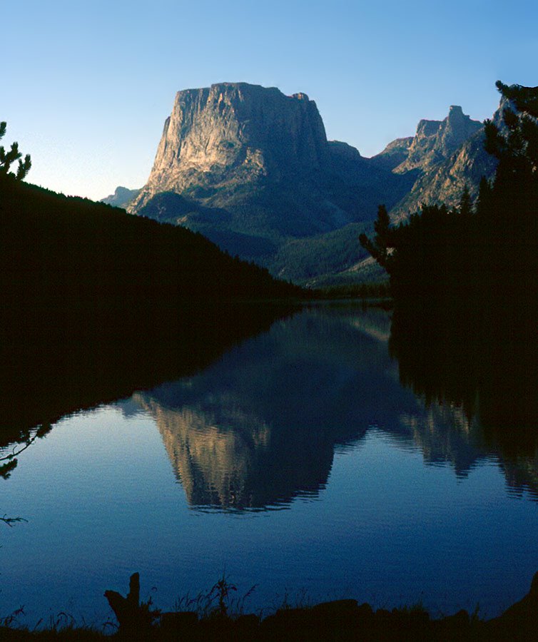 Squaretop Mountain reflected in Upper Green River Lake, WY by Ralph Maughan