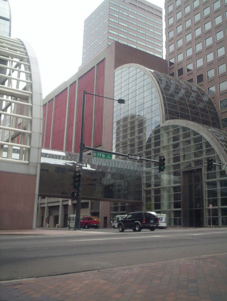 Mile High Center left and Wells Fargo Center right, at the corner of Lincon St. and 17th St., Denver Colorado by "Teary Eyes" Anderson