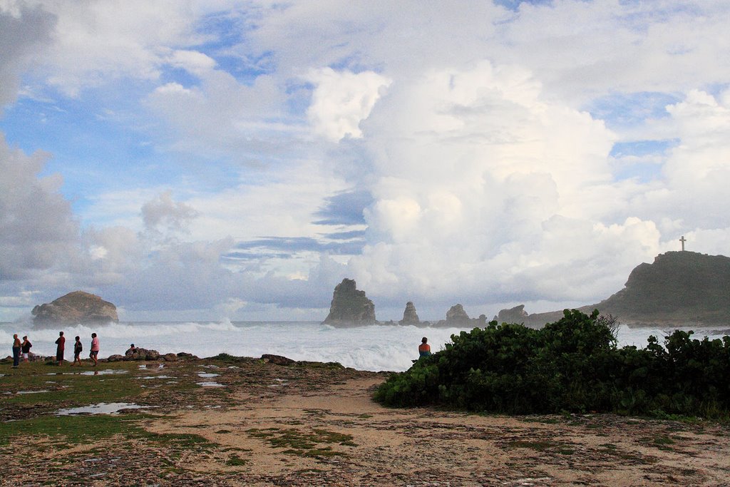 La pointe des Châteaux par forte houle by Jean Guillo